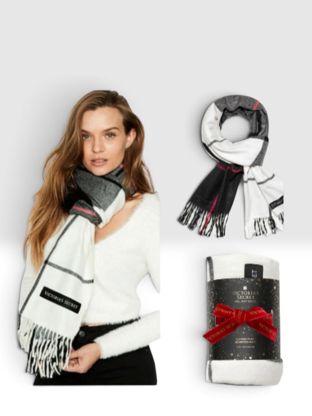 Victoria's Secret White Plush Holiday scarf